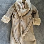 Missguided Sherpa Fur Trench Coat Photo 3