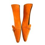 Talbots  Vibrant Orange Suede Pointed Toe Gold Chain Detail Ballet Flat Photo 1