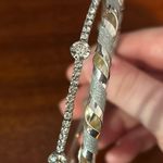 Silver Dainty Crystal and Braided Bracelets Photo 1