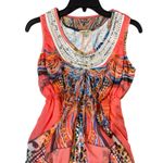 One World Vintage Sheer Midi Dress S Orange Blue Y2K Boho Fairy Hippie Grunge Babydoll Photo 1