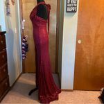 NWOT long red sequined mermaid prom dress with long slit size 2 Photo 3