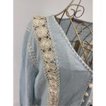 Calypso St. Barth Blue Lace Detail Cardigan Size Medium 100% Linen Photo 6