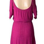 Maurice's Womens Mini Dress Linen Flutter Cold Shoulder Sleeve Embroidered Pink Photo 4