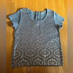 Anthropologie Moth by Grey Cotton Sweater with Silver Appliqué Baroque Design, S Photo 0