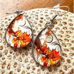 Fall Leaves Earrings New Teardrop Thanksgiving Autumn Leaf Season Dangle… Silver Photo 1