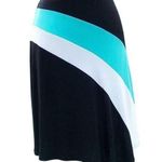 Cache Stretch Color Block Lined Skirt Black White Teal New NWT $118 Matte Jersey Photo 0