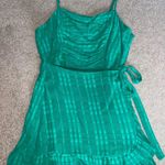 Privacy Please  Green Ruched Wrap Mini Dress Photo 2