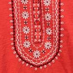 Style & Co Peasant Blouse Small Bohemian Daisy Floral Coral Embroidered‎ Hippie Summer Boho Photo 4
