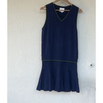 Reformation  Blair Cotton Sweater Dress Navy Grass Women’s Large Preppy Academia Photo 4