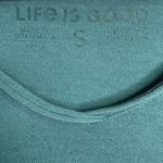 Life is Good  Women’s V-neck Long-sleeve Snowflake Green Hoodie Tee Sz S Photo 2