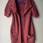 Free People  sz S Burgundy wool‎ knit winter thick cardigan Photo 0