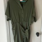 Showpo Ameleth Collared Wrap Front Mini Dress in Olive Green Size 8 Photo 6