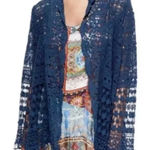 Johnny Was Cardigan Size Small Blue Bobble Crochet Floral Boho Coastal Festival Photo 0