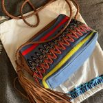 Tory Burch EUCđĽAUTHENTIC linen/braided leather zip top crossbody with tassels Photo 11