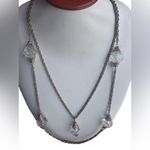 Antique/Vintage Art Deco Flapper Crystal Drop Necklace Long Layered Chain Silver Photo 4