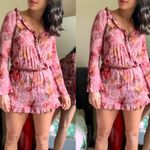 Mossimo Pink Floral Long Sleeve Ruffle Romper Size M Photo 4