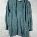 Tahari  Cardigan Small Teal 100% Linen Hooded Open Lightweight Tunic Photo 0