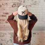 GRACE LILLY Black Coquette Bow Trucker Hat Tan Photo 1