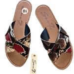 Seven7 NWT Jonah Slide Sandals Buckle Snake Print Photo 0