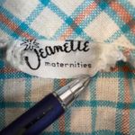 Jeanette Maternities Womans Plaid Shirt Button Front Long Sleeve Top Sz S/M EUC‎ Blue Size M Photo 5