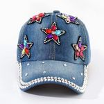 Denim Rhinestone Cap NWOT stars Blue Photo 1