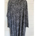 LuLaRoe  XL Kimono Duster Open Front Cardigan Black White Abstract Lightweight Photo 12
