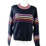Jessica Simpson Crew Neck Sweater Striped Knit Black Multi Size L Photo 9