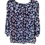 New Directions Medium Black Floral Cottagecore Aesthetic Womens Top Lightweight Photo 0