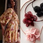 Free People  Sweetheart Flower Choker Burgundy NWT Dainty Bracelet Hair Ethereal Photo 3