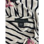 Metaphor  Women's One-Sided Floral Stripe Beige Shirt Sz Large Casual Summer Photo 4