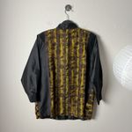 90s vintage black gold silk floral patchwork kimono style button shirt jacket Size L Photo 7