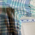 L.L. Bean Womens Popover Linen Blend Blue Madras Plaid Shirt medium Short Sleeve Photo 10