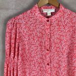 Michael Kors  Printed Smocked Bell Sleeve Top, Sea Coral NEW MEDIUM Photo 4