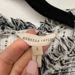 Rebecca Taylor  White Black Boucle Tweed Top 3/4 Sleeve Fringe Career Size 2 XS Photo 5