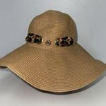 Adrienne Vitadinni Floppy Hat Womens O/S Wide Brim Sun Tan Leopard Print Summer Photo 0
