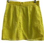 Loft Petites Women's Size 4 Neon Yellow Eyelet A-Line Short Skirt Photo 6