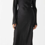 & Other Stories & Other Stories Open Back Midi Dress Size Small Black Satin Long Sleeve Cocktail Photo 0
