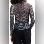 ALLSAINTS Tia Long Sleeve Mesh Top in Inez Blue - US 4 Photo 6