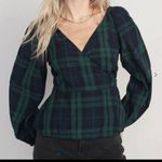 Old Navy Puff Sleeve Plaid Smocked Wrap Blouse NEW Tartan Plaid Size Small Photo 0