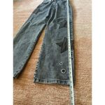 Daisy Street  Star Patch Wide Leg Jeans Black Wash Grommet Detail Size US 3 Photo 3