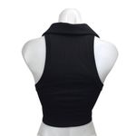ZARA  Women's Black Sleeveless Rib Knit Collar V Neck Polo Tank Crop Top Size S Photo 1