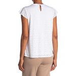 Adrianna Papell Womens Eyelet Lace Cap Sleeve Top White Lined NWT Photo 1