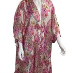 Umgee Floral Paisley Print Sheer Pink Kimono Duster Bohemian Festival Cover Up Photo 2