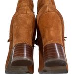 BCBGirls Inkie’s Brown Suede Fringe Roper Style Ankle Boots Side Zip Round Toe Photo 9