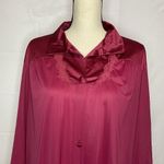 Vanity Fair Vintage  Wine Burgundy Embroidered Button Down Nylon Plus Size Medium Photo 1