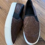 Vince  Brown Leather Calf Fur Slip On Shoes Sneakers Women's Size US 7M EUR 37.5 Photo 7