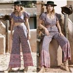 Spell & The Gypsy Jasmine 2 Piece Set Crop Top Palazzo Pants Size Small Blue Photo 1