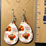 Thanksgiving Turkey Gobble Gobble Gobble Teardrop Earrings Photo 2
