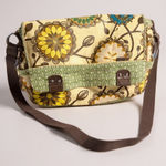 Fossil KeyPer Messenger Bag Floral Print Yellow Green Brown Canvas Photo 0