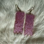 Bride Acrylic Pink Glitter Sparkle Drop Earrings Photo 1